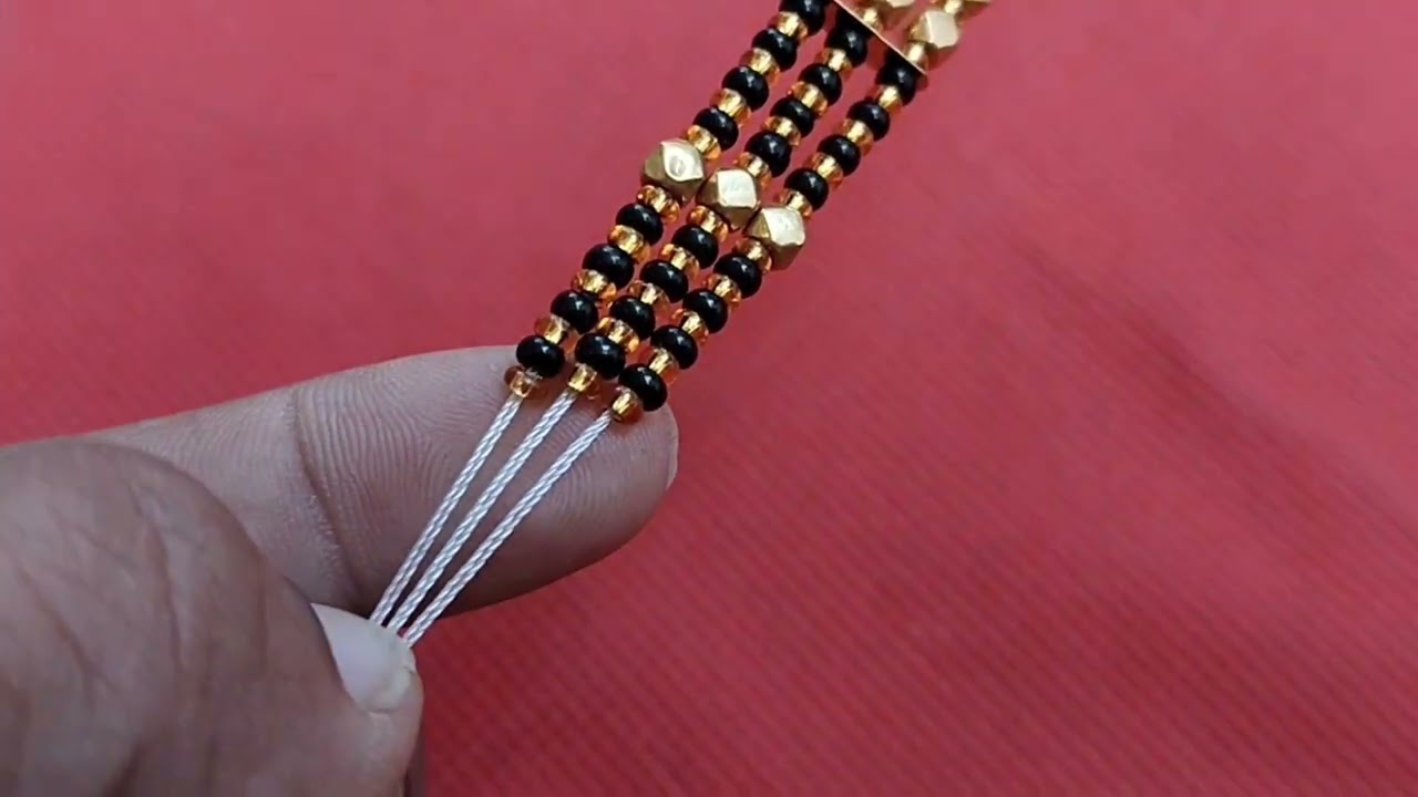 3 line patti mangalsutra design ghr pe kaise banaye 