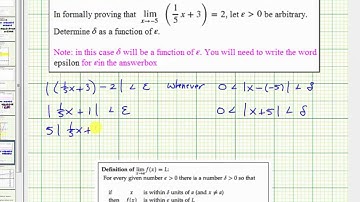 Ex 1: Limit Definition - Determine Delta for an Arbitrary Epsilon (Linear)