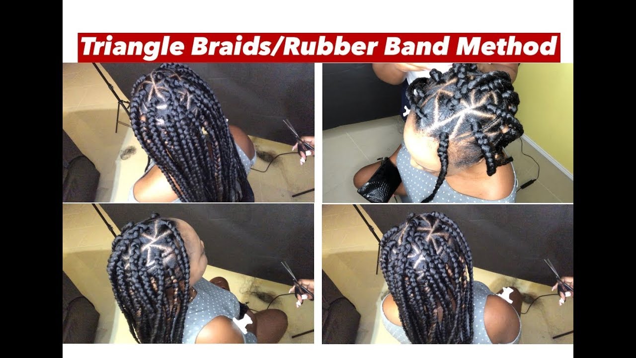 Best Triangle Box Braids Rubber Band Method YouTube