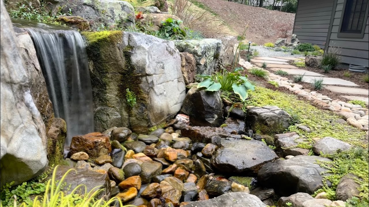 Pondless Waterfall, Japanese Garden & Flagstone Patio | Asheville NC Landscaping