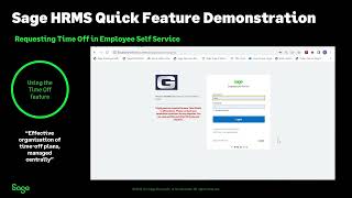Sage HRMS Quick Feature Demonstration - Booking Time Off in Employee Self Service
