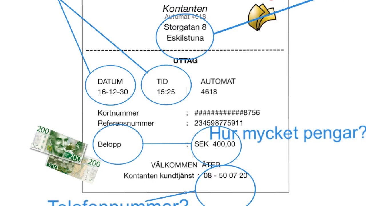 Sfi A/B: kvitto - uttag pengar