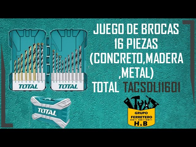 Juego De Brocas Para Madera Cemento Metal 16 Piezas Tmk19937