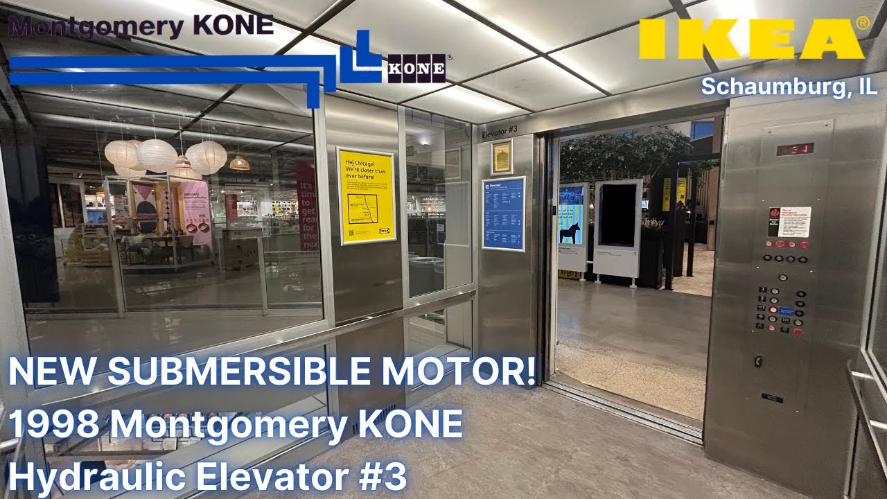 NEW MOTOR: FAMOUS 1998 Montgomery KONE Hydraulic Elevator #3 | IKEA | Schaumburg, IL