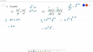 Class 8 TN Maths 3 ALGEBRA  Exercise 3.2  4. Simplify(i) 3m^2/m + 2m^4/m^3