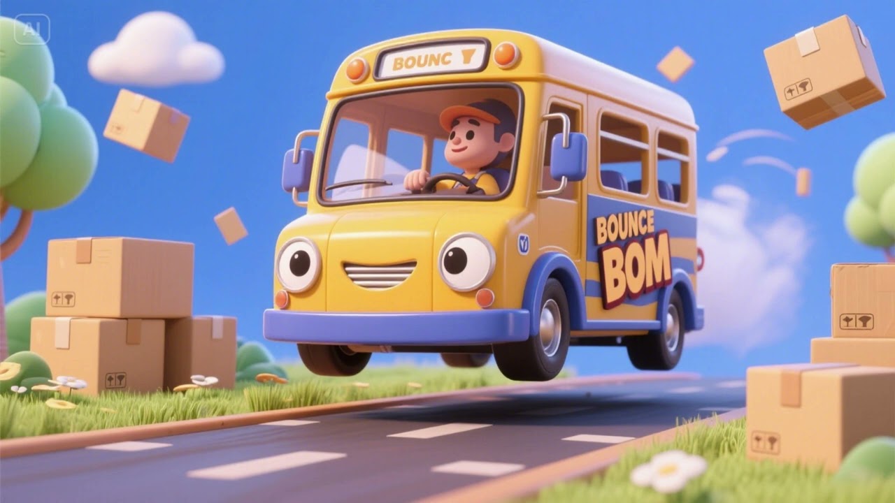 Parcel Bus Goes Bounce Bounce Boom! | Bumpy Delivery Song for Kids