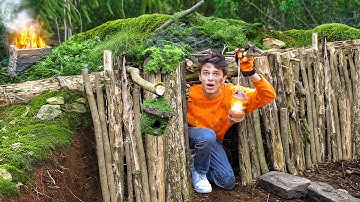I Built a Survival Shelter in the middle of nowhere