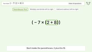 Information Master Order of Operations: Solve (-7(2+8)) Guide