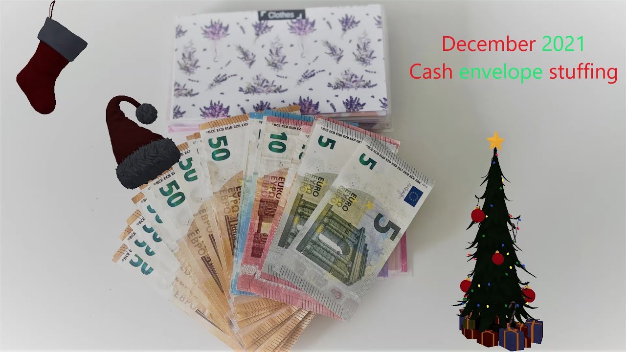 Monthly euro cash envelope stuffing | December 2021 | Single person on a budget