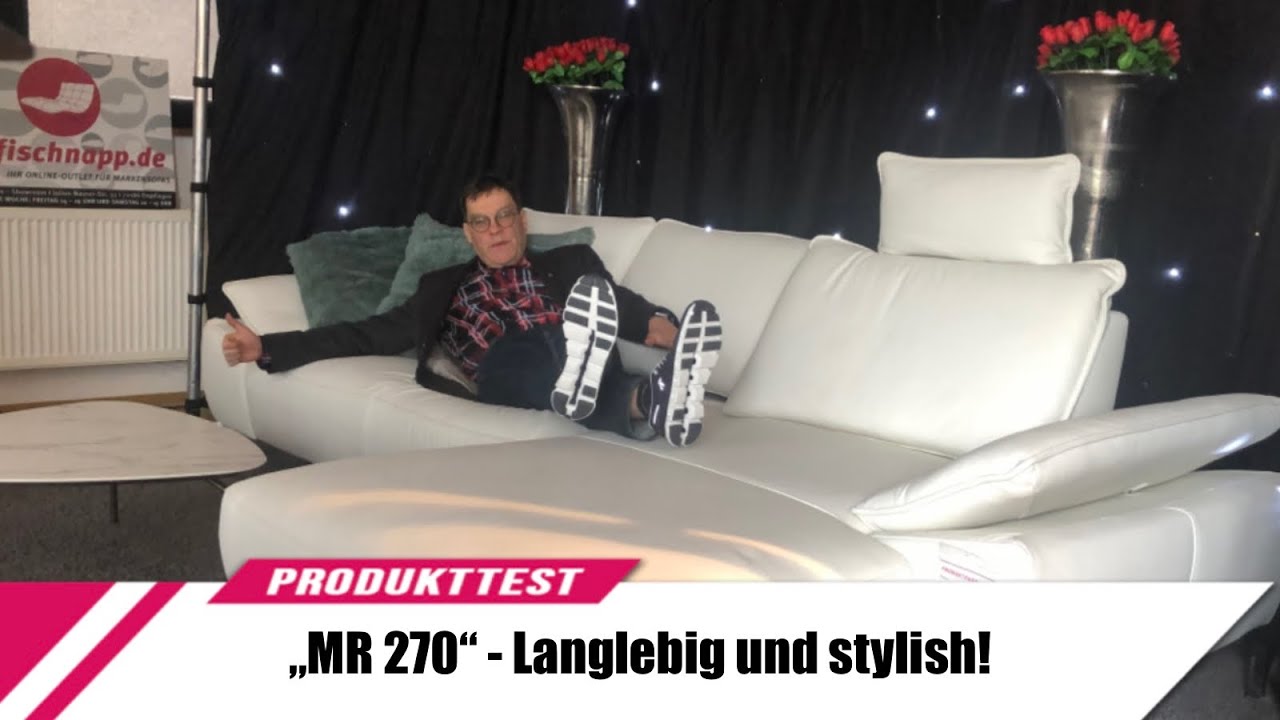Musterring MR 270 Wohnkombi mit Longchair rechts und Sitztiefenverstellung Kopfstütze in Leder