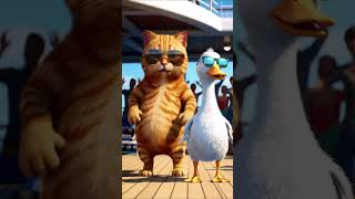 Cruise Ship Bollywood! Cat & Duck Steal the Show on Deck! 😹🚢 #funnyvideo #catcomedy