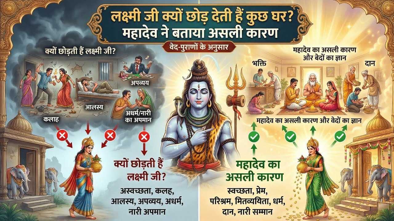 लक्ष्मी जी क्यों छोड़ देती हैं कुछ घर? महादेव ने बताया असली कारण | Ved Puran Katha