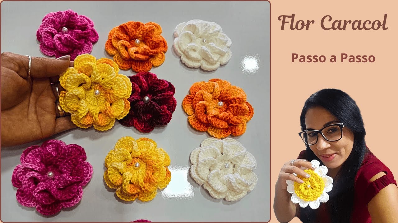 FLOR CARACOL DE CROCHÊ - Passo a Passo - Alvenir Svagera
