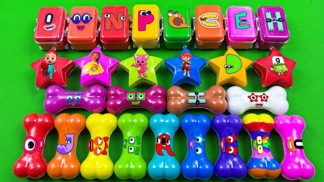 Numberblocks - Finding Hidden Slime Opening Alphablocks Clay with Bones, Star, Suitcase Colorful!✨