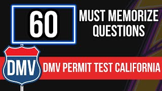 DMV Permit Test 2024 California (60 Must Memorize Questions)