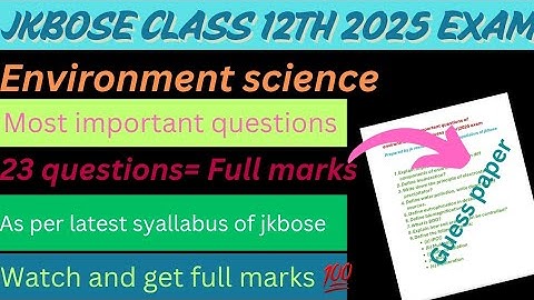 Jkbose class 12th evs guess paper 2025 jkresources