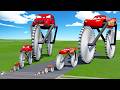Big &amp; Small Bus McQueen with Saw wheels VS Big &amp; Small McQueen Monster Truck VS Train | BeamNG.drive