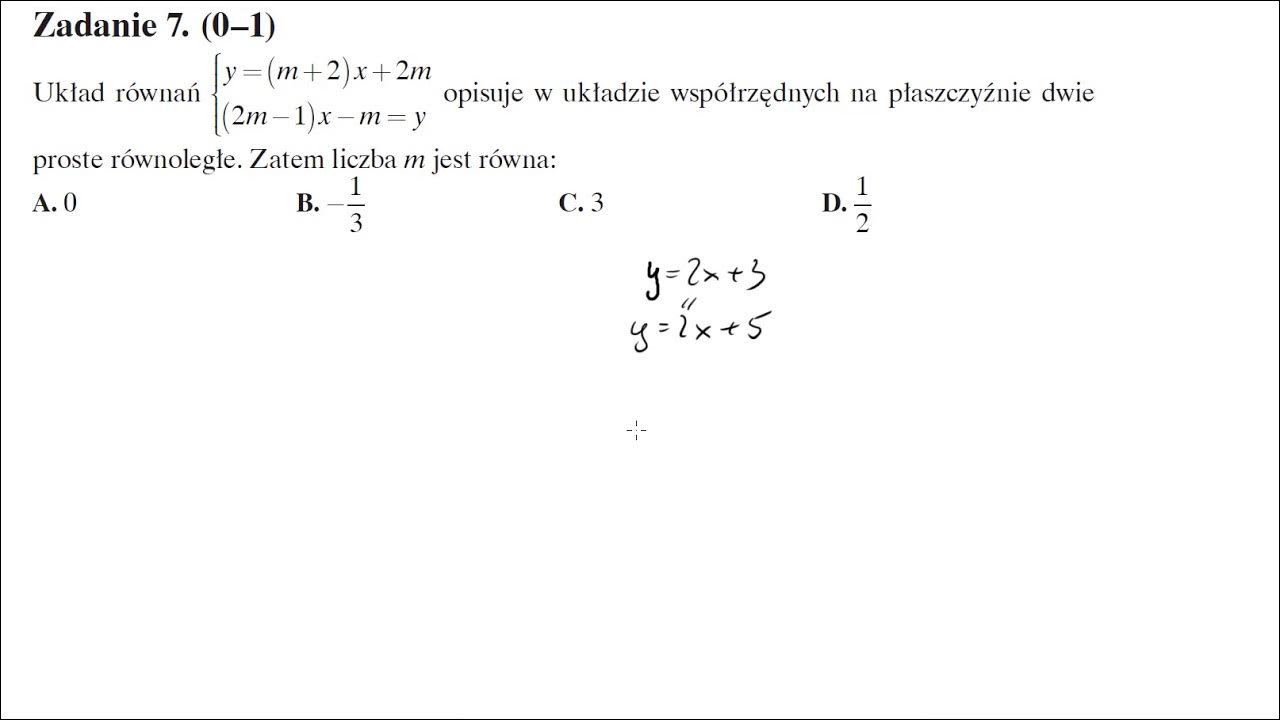 Układ Równań {x−y=32x+0 5y=4 Opisuje W Układzie Współrzędnych Na Płaszczyźnie Układ równań {y=(m+2)x+2m(2m−1)x−m=y opisuje w układzie współrzędnych