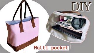 DIY SMALL MULTI POCKET TOTE BAG / HOW TO MAKE TOTE BAG / TOTE BAG/ ORGANIZER TOTE BAG