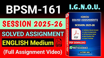 BPSM 161 Solved Assignment 2025-26 English, BPSM 161 Solved Assignment 25-26, BPSM-161 Assignment