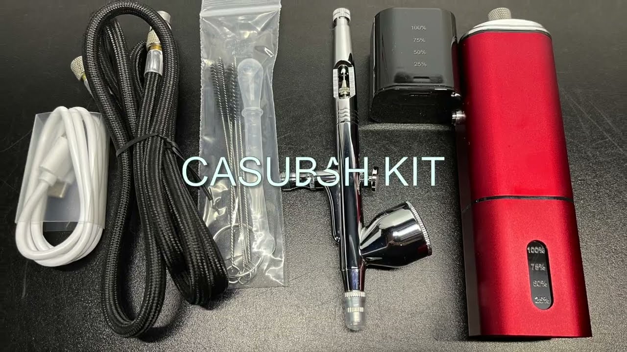 Casubaris Cordless Airbrush Kit with rechargeable auto stop dual action  Airbrush 