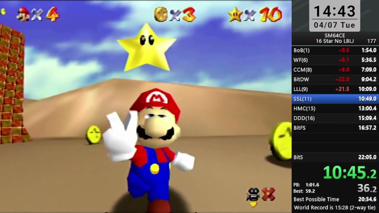Super Mario 64 CE - 16 Star No LBLJ 20:19 - YouTube