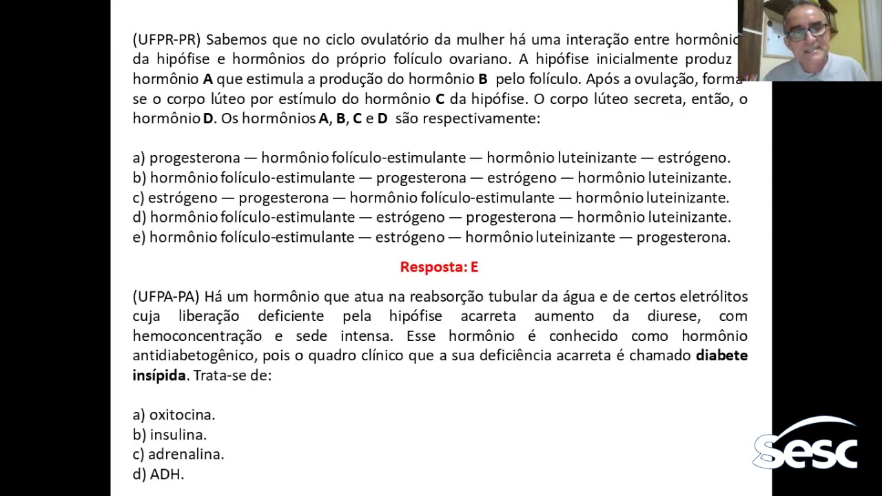Aula 26, Sistema endócrino  exercícios  Biologia, Carlos Beckman