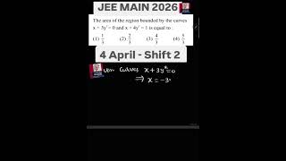 #jeemain2026,4thapril,Shift-2#Areaunderthecurves #definiteintegral#applicationofintegration#eamcet