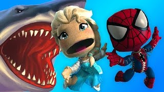LittleBigPlanet 3 - Shark Race - Spiderman & Frozen Elsa VS Flying Shark Attack | EpicLBPTime screenshot 5