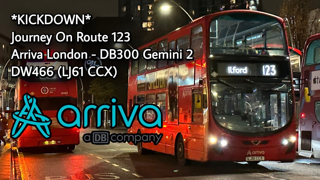 *KICKDOWN* Journey on route 123 | Arriva London VDL DB300 Gemini 2 - DW466 (LJ61 CCX)