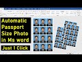 Ms word Tutorial: Just 1 Click make Automatic Passport size photo using ms word