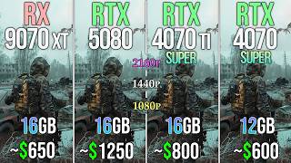 Rx 9070 Xt Vs Rtx 5080 Vs Rtx 4070 Ti Super Vs Rtx 4070 Super - Test In 20 Games