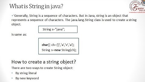 String Handling in java | PG Dept. of CS & IT | Doaba College Jalandhar