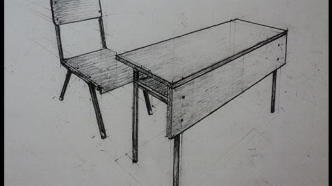 How to draw - school desk with chair - Two point perspective