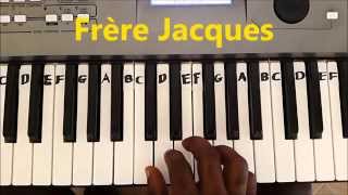 Video thumbnail of "Frere Jacques Easy Piano Keyboard Tutorial - Are You Sleeping"