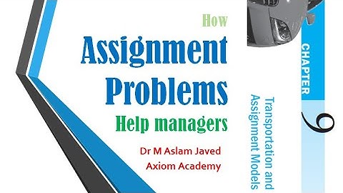 Assignment Problems Minimization (Balanced models) Lec 1