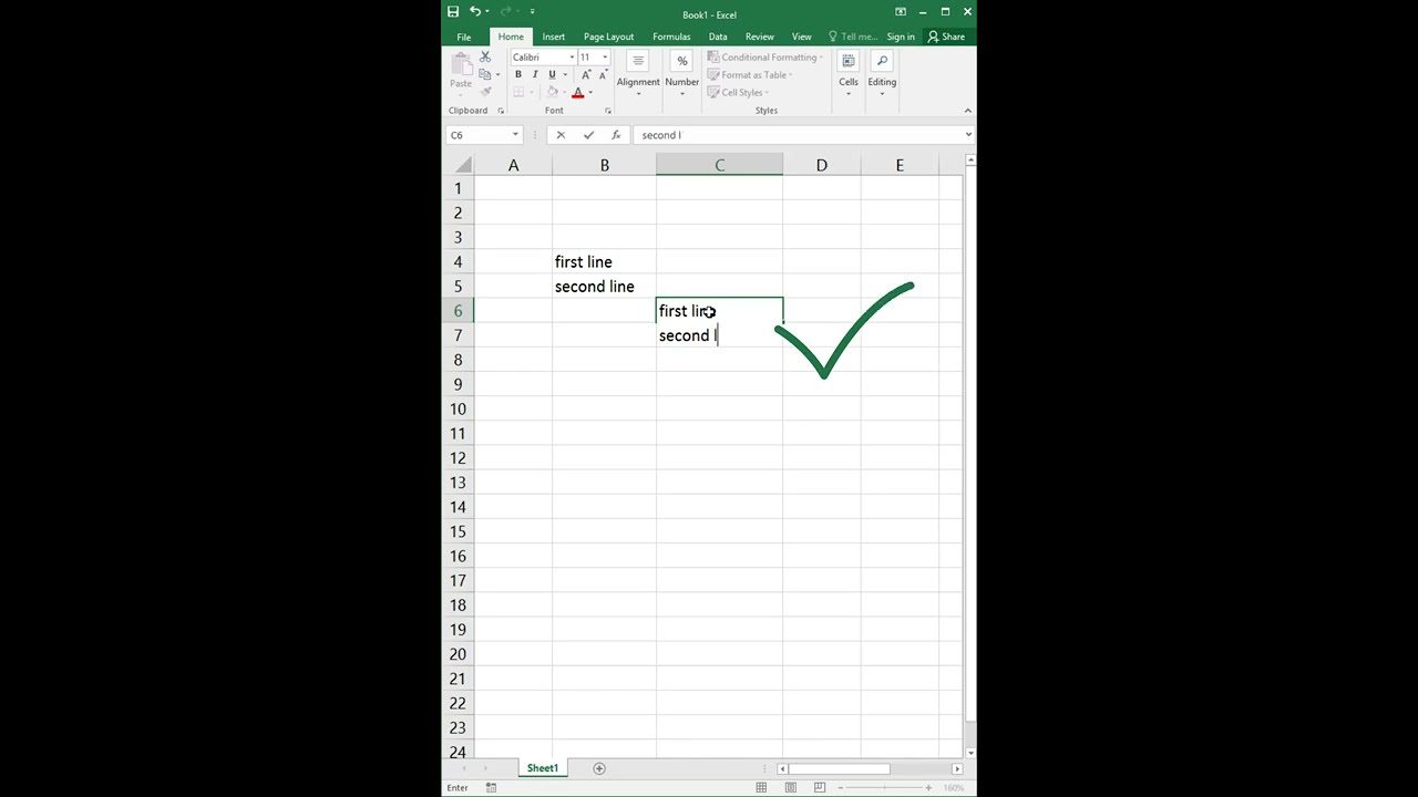 Несколько строк в одной ячейке в MS Excel