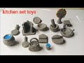 Amazing technique make handmade/Mini kitchen set with clay/how to make miniature kitchen sets 