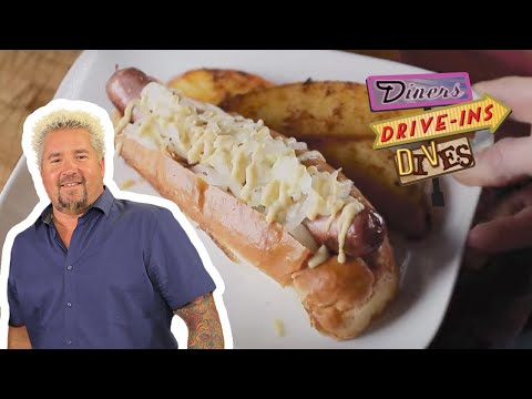 Guy Fieri Gets Goosebumps Eating a House-Made Hot Dog | Diners, Drive-Ins and Dives | Food Network