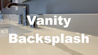 Cutting Vanity Backsplash. Setting Vanity Backsplash. Stone Backsplash. quartz countertops