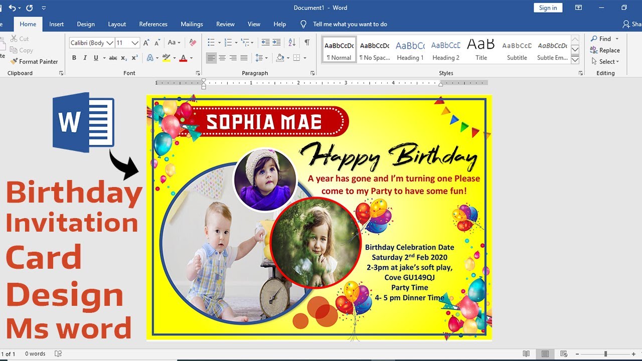 how-to-make-a-birthday-invitation-card-using-microsoft-word-tutorial-pics