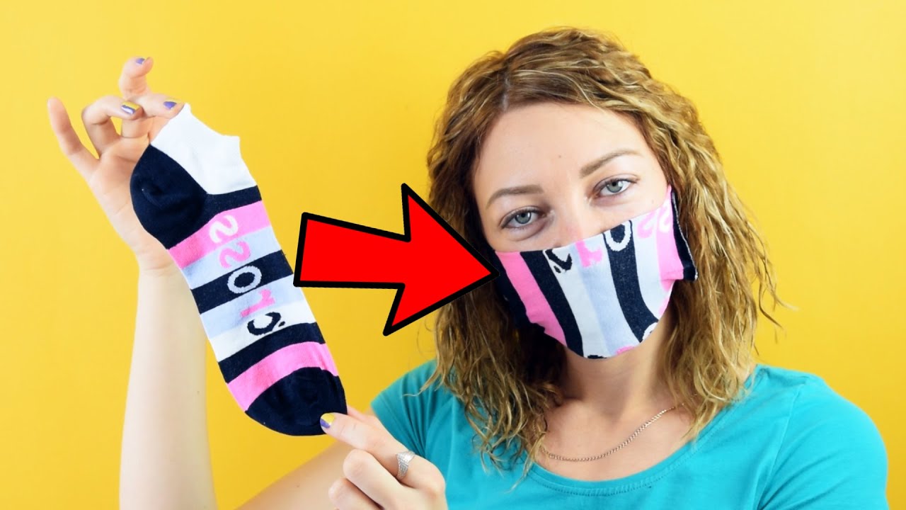 One Minute DIY Face Mask from Socks. No Sewing Necessary. - YouTube