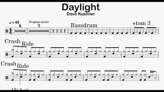 Daylight - David Kushner - Student version - drum notation.