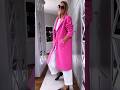 Fuchsia Midi Coat Over Total White With Gold Mini Bag and Black Loafers: Effortless Bold Style #ootd