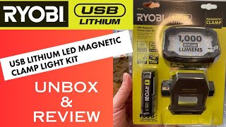 Ryobi 4V  USB Lithium Magnetic Clamp Light Kit model  UNBOX & REVIEW 4K video #fvl57k #ryobi
