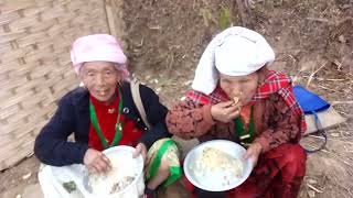 Typical and traditional Way to have lunch together in special day in our village Chhemsune