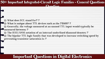 MCQ Questions Integrated-Circuit Logic Families - General Questions with Answers