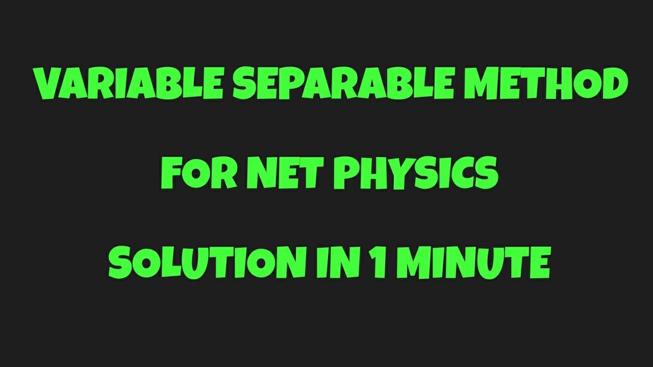 variable separable differential equation easy method - YouTube