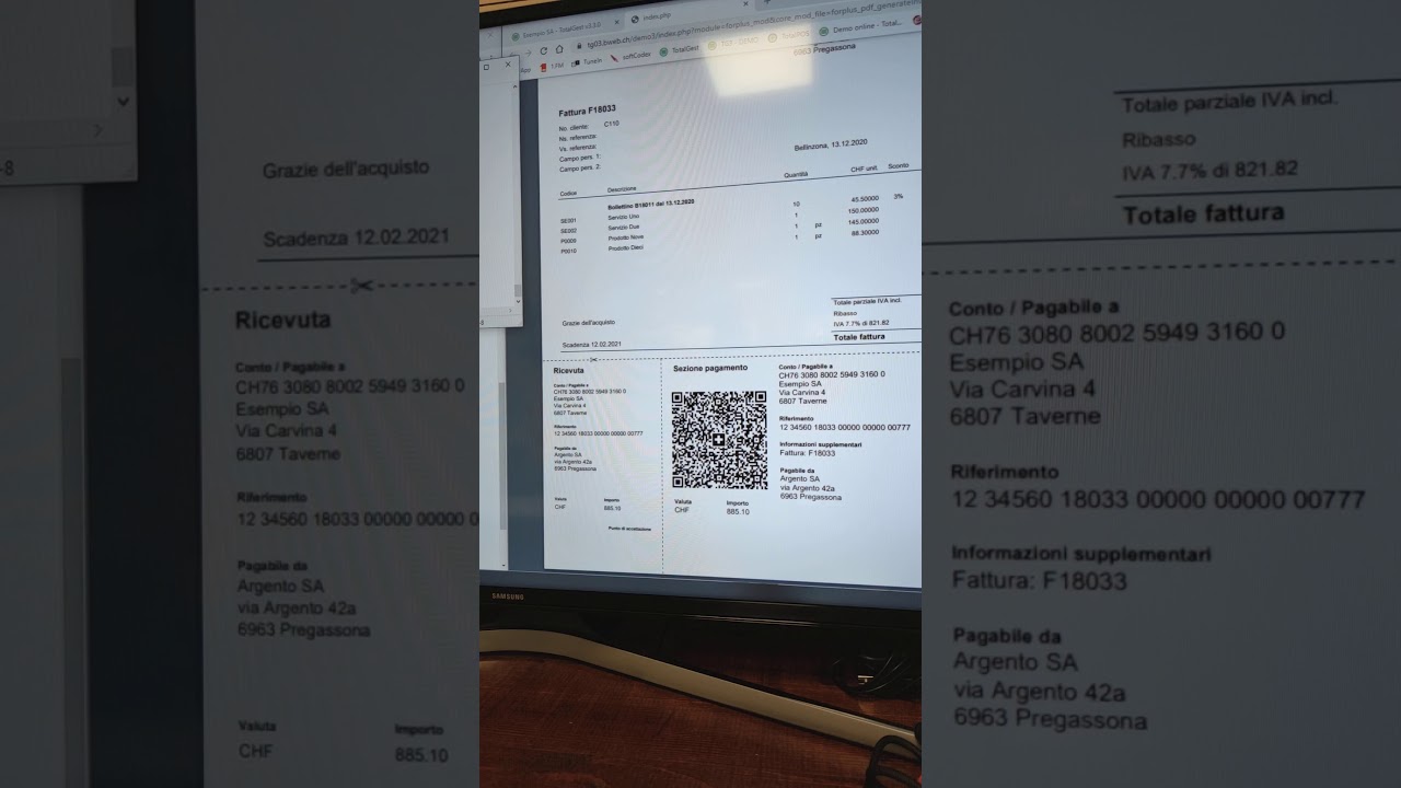 Swiss Qr Scanner Test On Monitor Qr Bill Qr Fattura Qr Facture Qr Rechnung Youtube