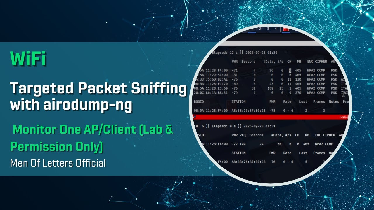 Airodump Targeted Packet Sniffing with airodump-ng — Monitor One AP/Client (Lab ...